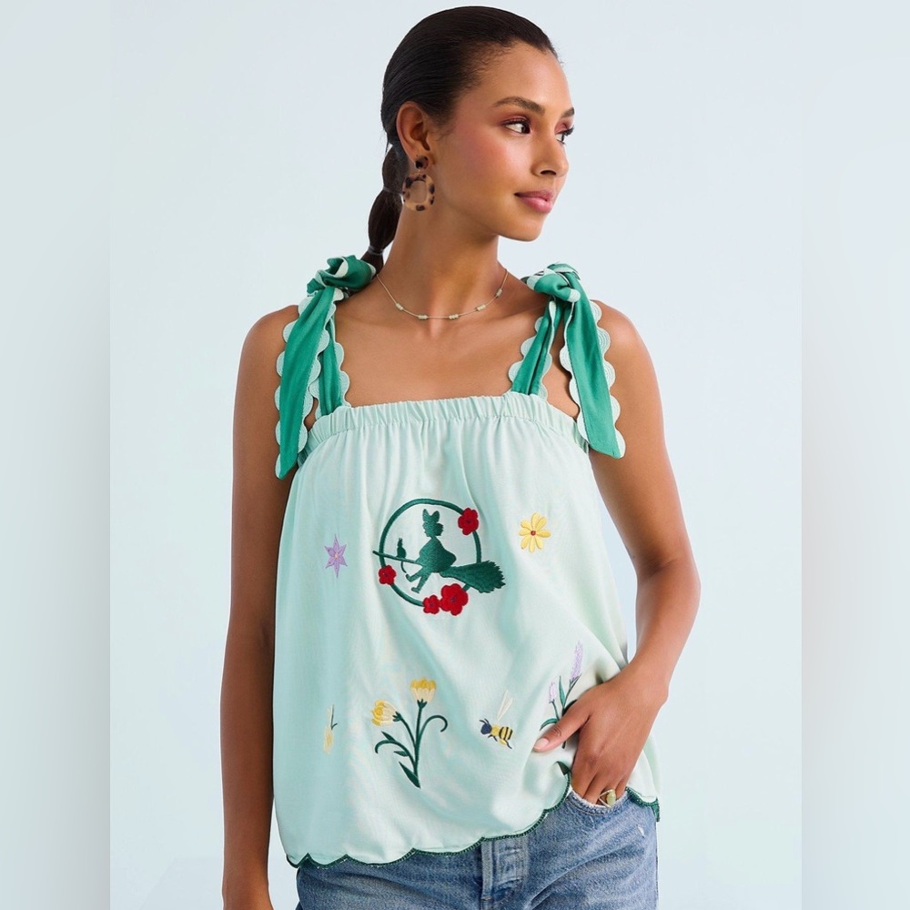Studio Ghibli® Kiki's Delivery Service Embroidered Floral Logo Women's Tank